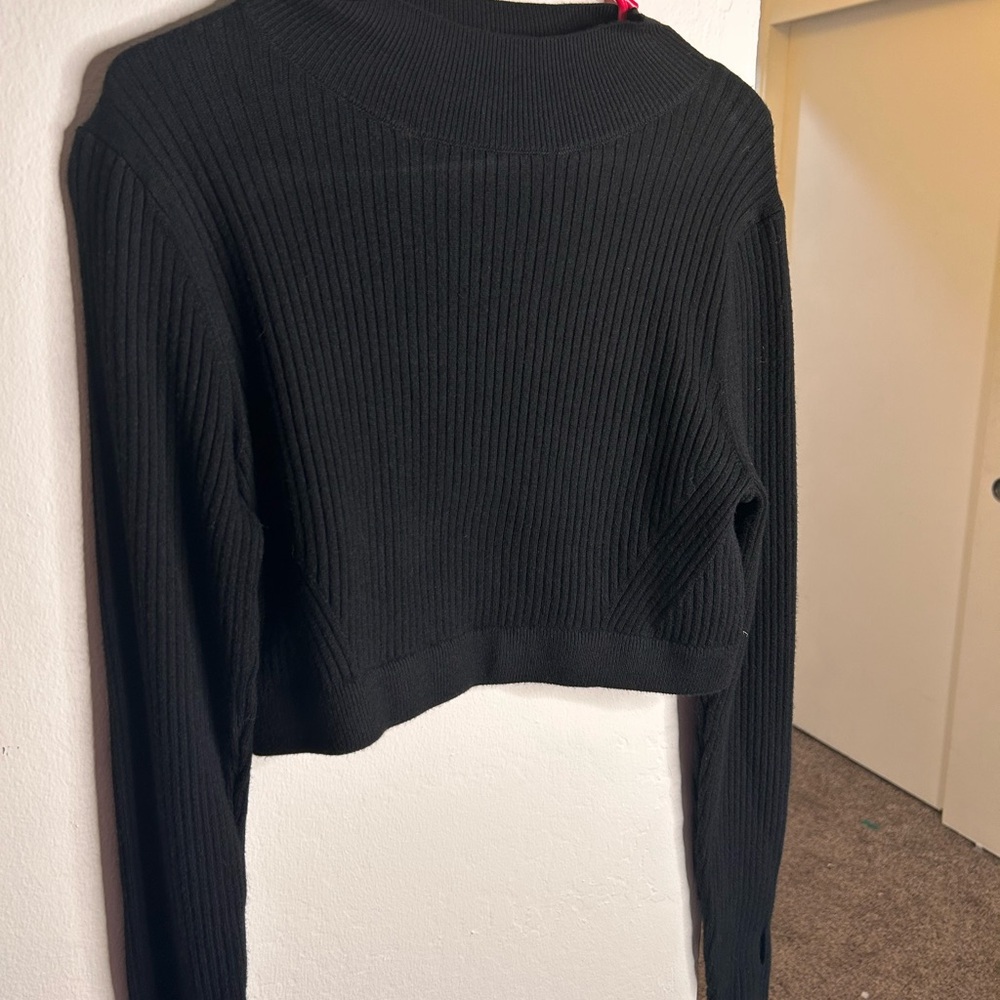 Wild Fable Black Ribbed Knit Top